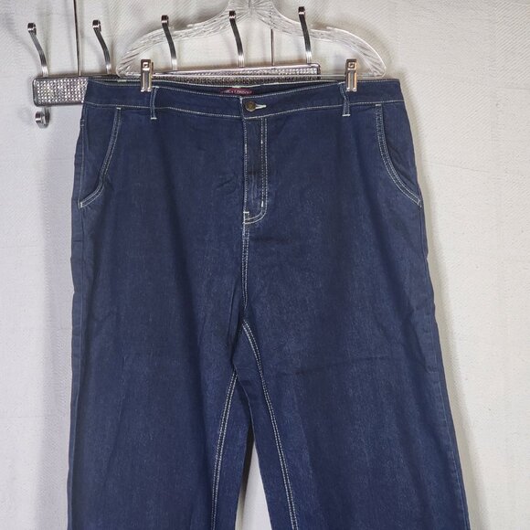 Jessica London Blue Dark Wash Denim Cotton Poly Span High Rise Stretch Jeans - Picture 3 of 16